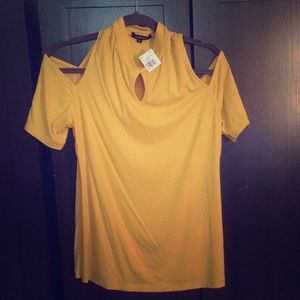 Yellow cold shoulder tank